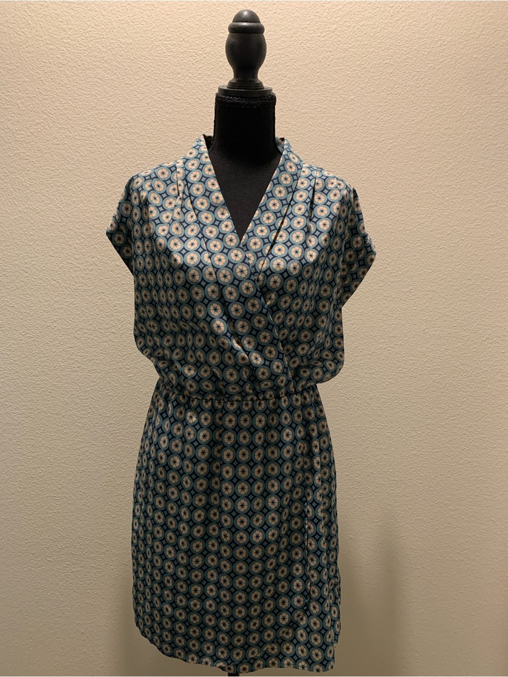 Maison Jules Blue Printed Midi Wrap Dress NWOT (Size S)
